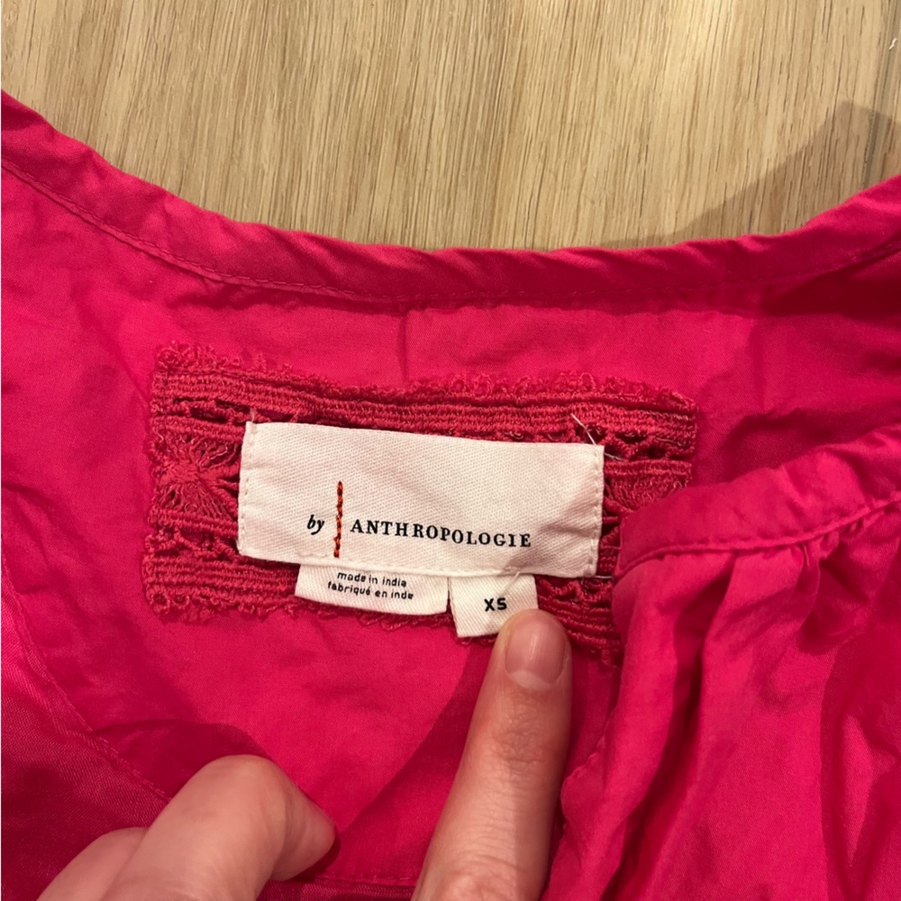 Anthropologie Fuchsia Eyelet Midi Dress - Picture 2 of 4